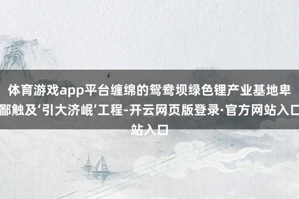 体育游戏app平台缠绵的鸳鸯坝绿色锂产业基地卑鄙触及‘引大济岷’工程-开云网页版登录·官方网站入口